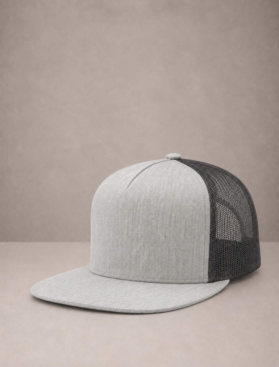 Structured Flat-Bill Trucker (Grey and Charcoal)