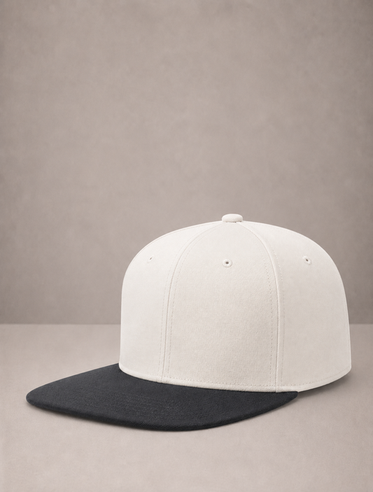 Structured Two-Tone Flat-Bill Hat (Off-White/Charcoal)