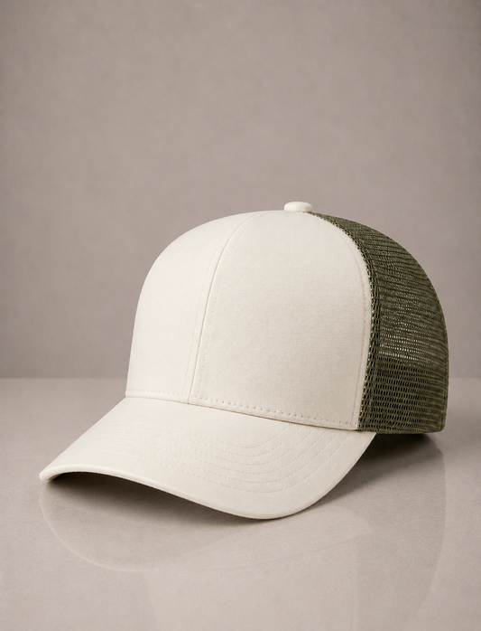 Classic Two-Tone Trucker Hat (Cream/Olive)